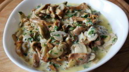 Рецепт грибов в сливочной заливке