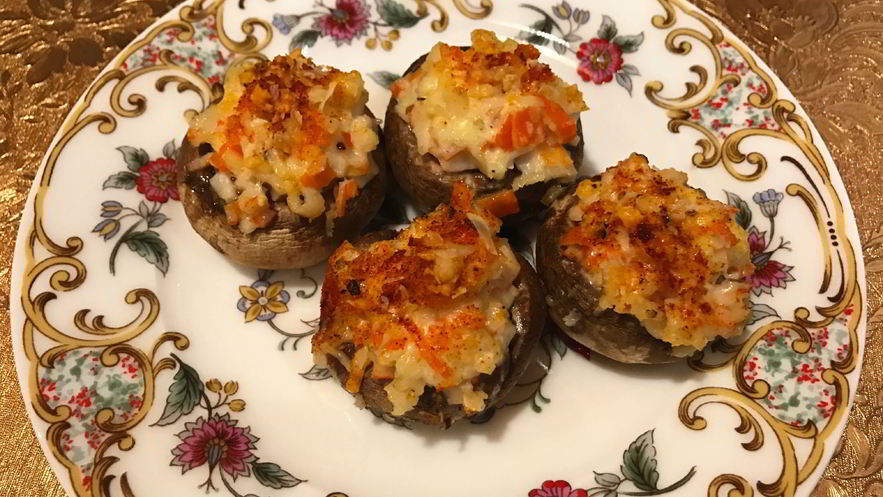 Рецепт шампиньонов фаршированных крабовым салатом