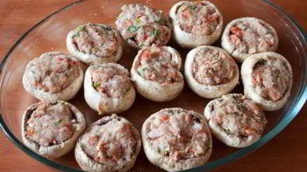 Рецепт шампиньонов, фаршированных мясом