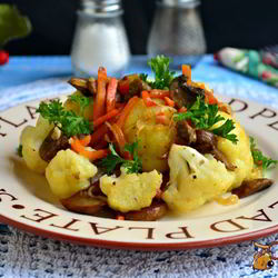 Рецепт Шампиньонов жареных с цветной капустой