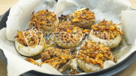 Рецепт запеченных шампиньонов с овощами