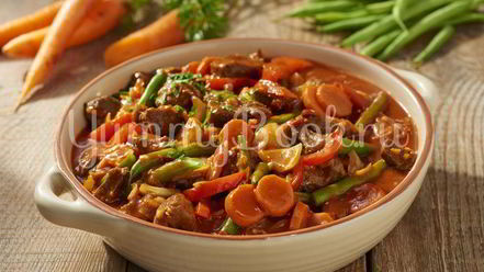 Рецепт гуляша с зеленой фасолью и овощами