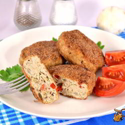 Рецепт Куриных котлет с баклажанами, грибами и сладким перцем