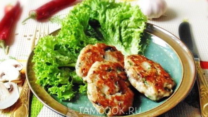 Рецепт рыбных котлет с сыром и грибами