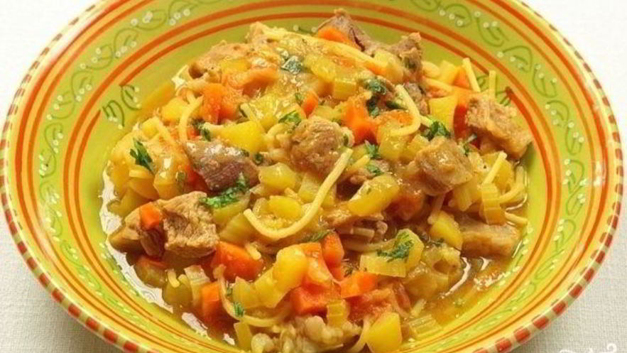 Рецепт лапши с говядиной и овощами