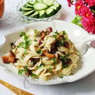 Рецепт Лапши с грибами в сливочном соусе