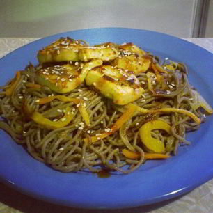 Рецепт Лапши соба с овощами и сыром тофу под соусом терияки