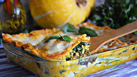 Рецепт лазаний из индейки со шпинатом и соусом из тыквы