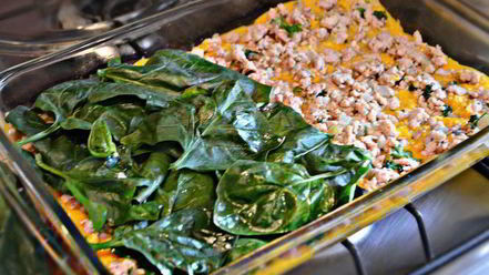 Рецепт лазаний из индейки со шпинатом и соусом из тыквы