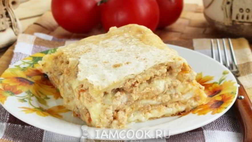 Рецепт лазаний из лаваша с фаршем