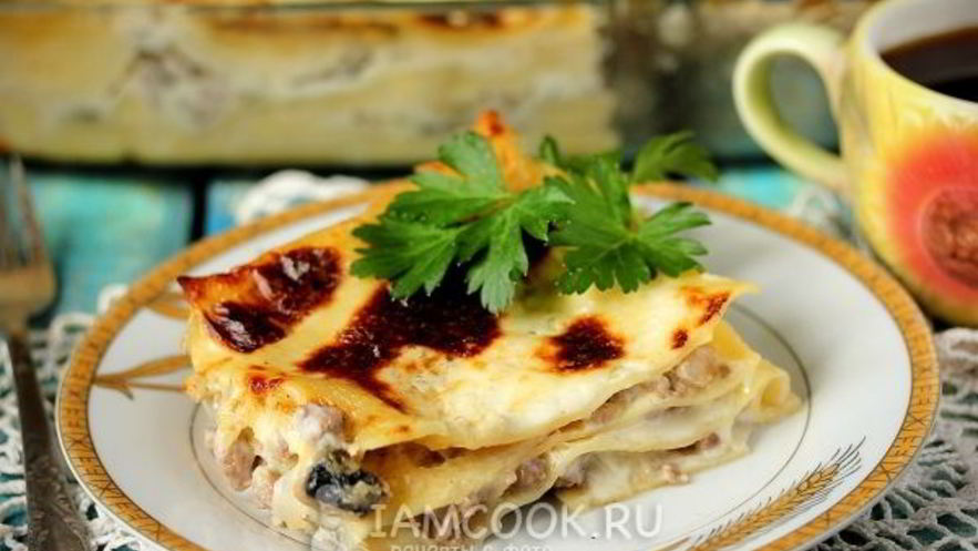 Рецепт лазаний с фаршем и грибами