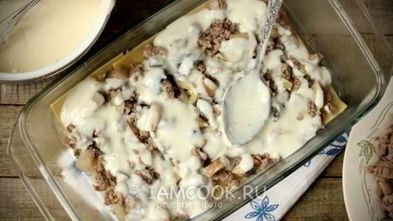 Рецепт лазаний с фаршем и грибами
