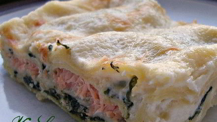 Рецепт лазаний с семгой и шпинатом