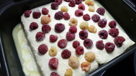 Рецепт лазаний с творогом и малиной