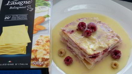 Рецепт лазаний с творогом и малиной