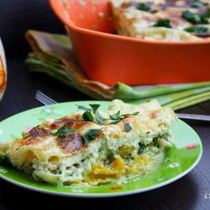 Рецепт Лазаний с тыквой и шпинатом под соусом из рикотты