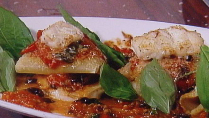 Рецепт рыбной лазанья с оливками