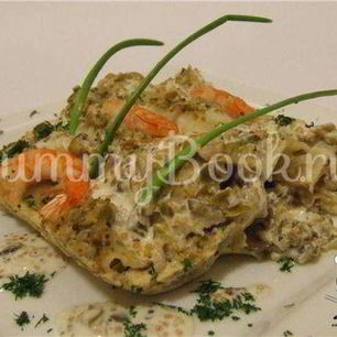 Рецепт Каннеллонь с грибами и креветками под пикантным соусом