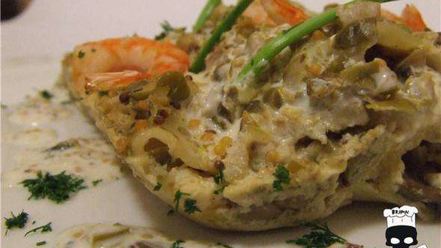 Рецепт каннеллонь с грибами и креветками под пикантным соусом