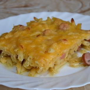 Рецепт Макарон с сосиской в духовке