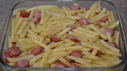 Рецепт макарон с сосиской в духовке