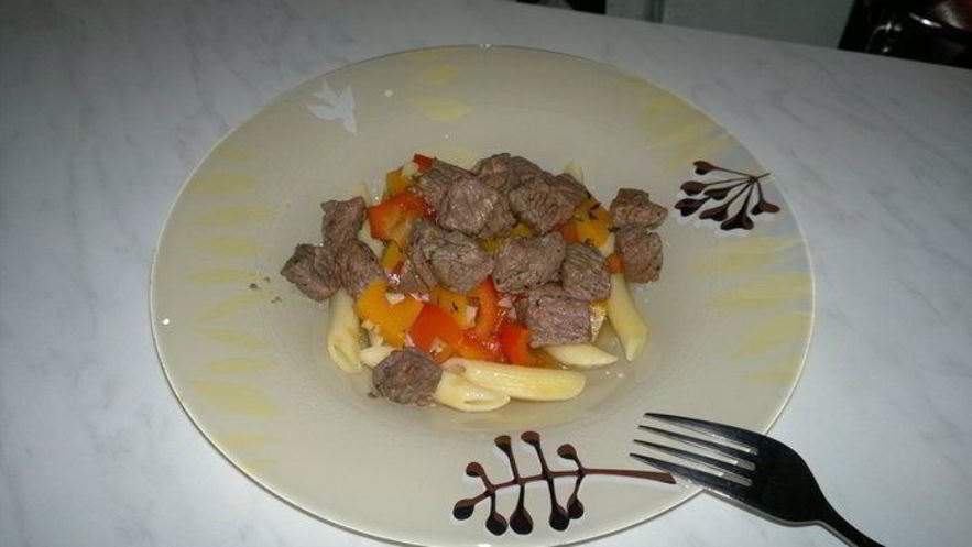 Рецепт пасты с говядиной в 3 видах перца и бальзамике, сладкая тыква и перец с ченоком