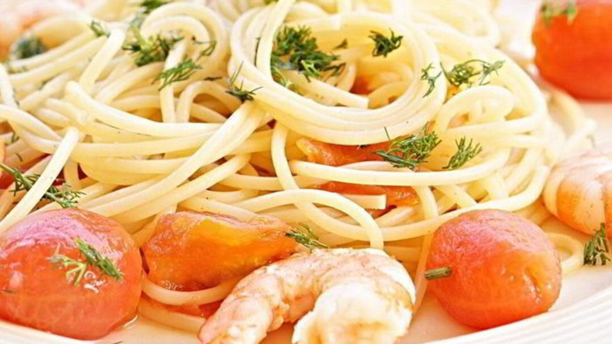 Рецепт пасты с креветками и томатами черри