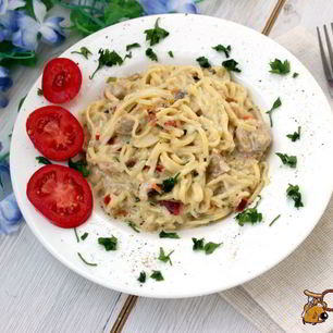 Рецепт Пасты с курицей и грибами в сливочном соусе