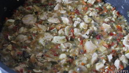 Рецепт пасты с курицей и грибами в сливочном соусе