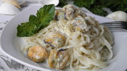 Рецепт Пасты с мидиями в сливочном соусе