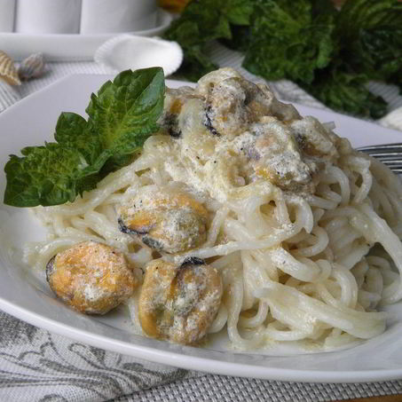 Рецепт Пасты с мидиями в сливочном соусе