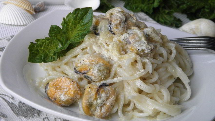 Рецепт пасты с мидиями в сливочном соусе