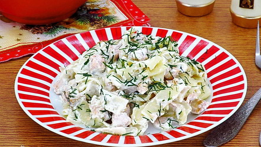 Рецепт пасты с рыбой в сливочном соусе