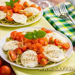 Рецепт Пасты с семгой, черри и моцареллой