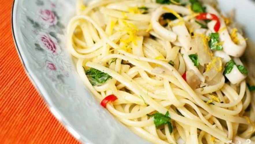 Рецепт спагетти с кальмарами