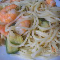 Рецепт Спагетти с креветками и цукини