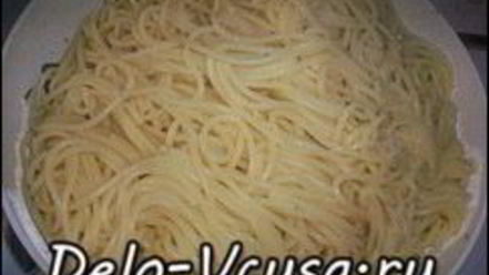 Рецепт спагетти с креветками и цукини