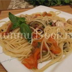 Рецепт Спагетти с курицей и запеченными перцами