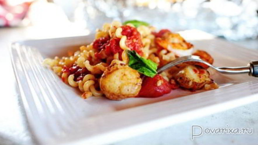 Рецепт запеченных спагетти с морепродуктами