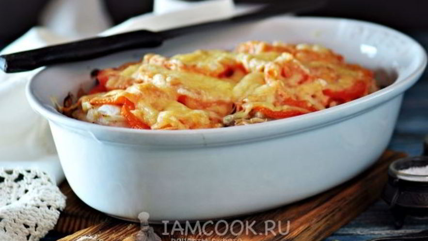 Рецепт мяса по-французски с грибами и помидорами