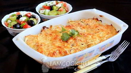 Рецепт мяса по-французски с курицей и картошкой