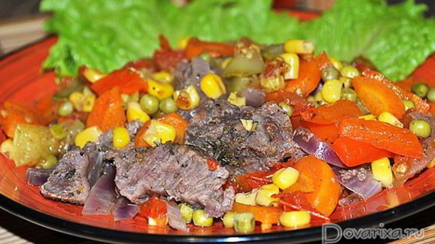 Рецепт говядины, запеченной с овощами в духовке