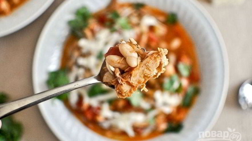 Рецепт курицы с консервированной фасолью