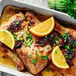 Рецепт Курицы запеченной с киви и апельсином