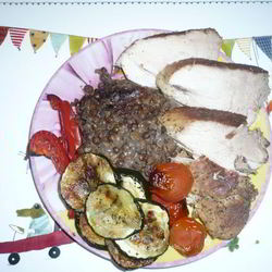 Рецепт Свинины на Старый Новый год с овощами гриль и чечевицей