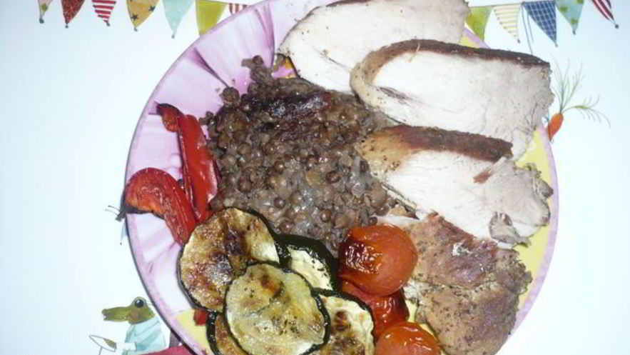 Рецепт свинины на старый новый год с овощами гриль и чечевицей