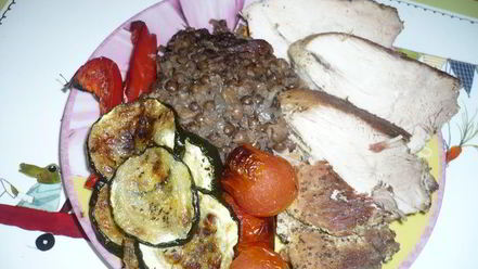 Рецепт свинины на старый новый год с овощами гриль и чечевицей