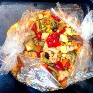 Рецепт Овощей в рукаве в духовке гарнир Праздничный