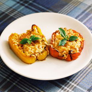 Рецепт Болгарского перца, запеченного с брынзой и грибами