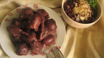 Рецепт индюшачьих желудков с фасолью